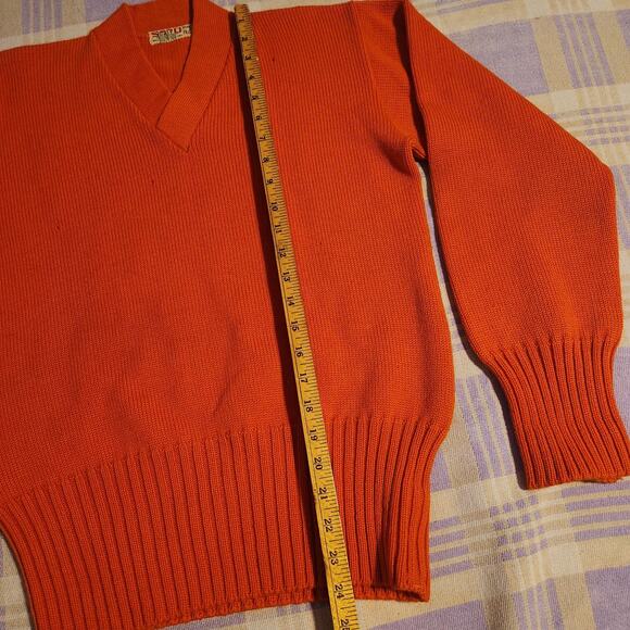 Vintage Orange Letterman Sweater Sand Knit Wear Wool 50s 60s Athletic Size 42 - Picture 6 of 9